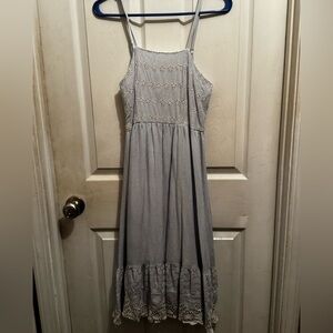 Japna Blue and White Striped Midi Dress